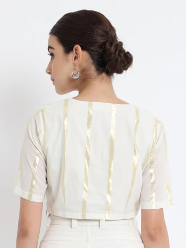 Image of Thevasa Women's Everyday Divine Depth V Neck Half Sleeves Blouse