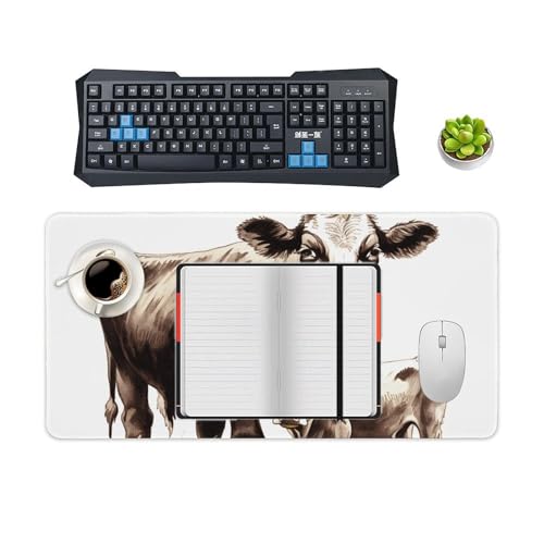 Mouse Pad grande protector de escritorio con pintura de vaca miniatura 4