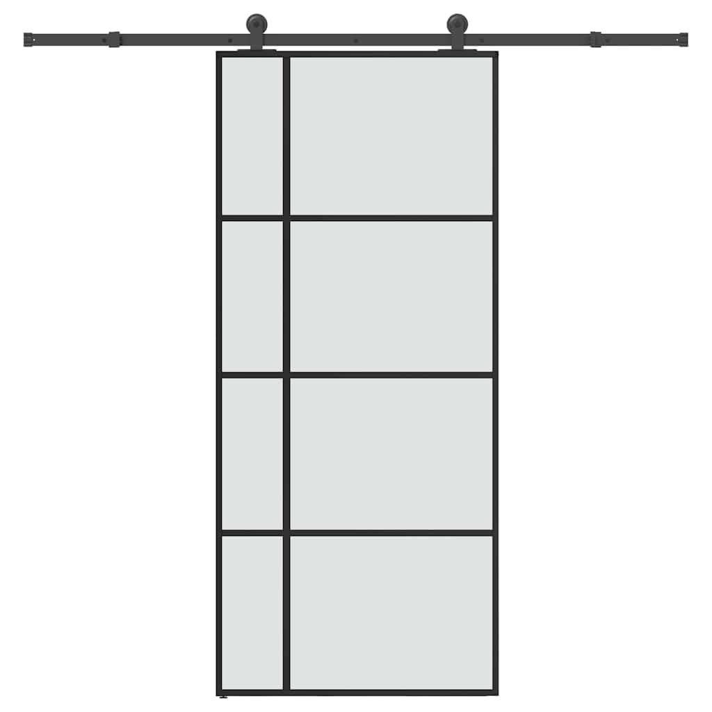 Puerta corredera con set herrajes vidrio ESG aluminio 90x205 cm, puerta corredera vidrio
