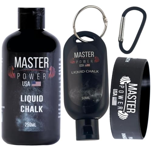 Master Power Usa Tiza líquida para gimnasio, sin desorden, para levantamiento de pesas, gimnasio, escalada, caña, baile, tenis, pingpong, bádminton, resistente al sudor, de larga duración para un