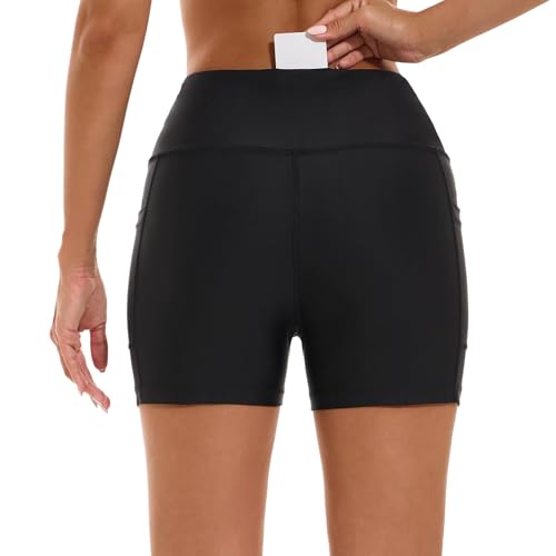 Image of HODOSPORTS Women's 3'' /5'' /7'' /9'' /12'' Swim Board Shorts UPF50+ High Waisted Quick Dry Swimsuit Bottoms with Pockets Liner