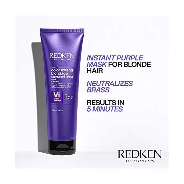 Redken Color Extend Blondage Express Anti-Brass Hair Mask | For Blonde & Highlighted Hair | Hair Toner | Ultra-Pigmented Purple Hair Mask For Blonde Hair