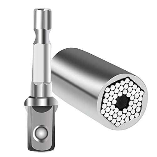 Universal Socket Tool Gift for Men Dad - Socket Set with Power Drill Adapter Cool Stuff, Super Universal Socket Grip Gadgets 1/4'' - 3/4'' (7-19mm), Father's Day / Christmas Unique Gifts for Dad