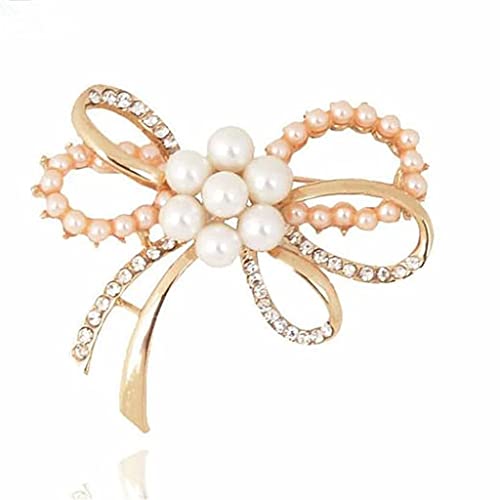 Broche perle et nœud élégante en pierre creuse pour sublimer un corsage féminin
