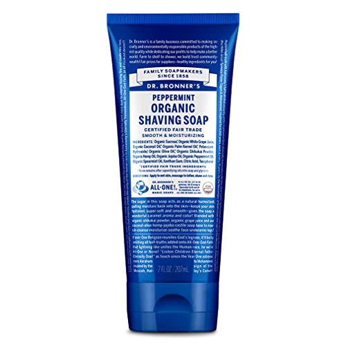 Dr. Bronner's - Organic Shaving Soap (Peppermint, 7 Ounce) - Certified Organic, Sugar And Shikakai Powder, Soothes And Moisturizes For Close Comfortable Shave, Use On Face, Underarms And Legs #TOP6