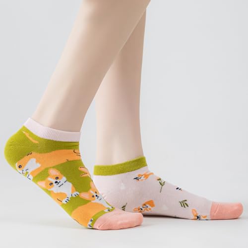 Image of 2 Pairs Funny Cartoon Animal Print Cotton Ankle Socks for Women Teens