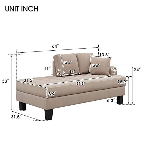 Bed Bath & Beyond 64\" Deep Tufted Upholstered Textured Fabric Chaise Lounge New Warm Grey - Thumbnail 2
