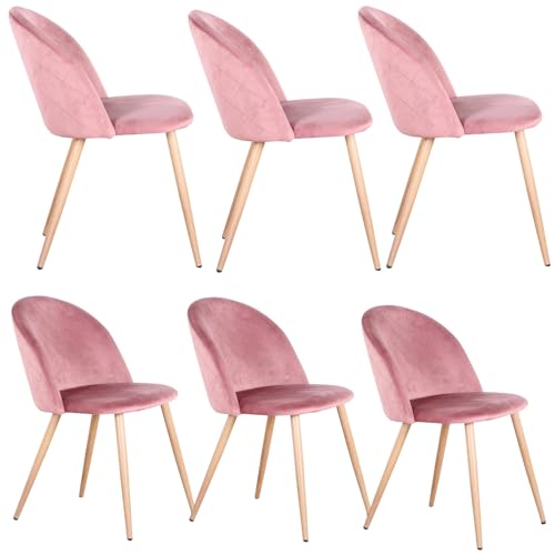 Uderkiny Lot de 6 chaises de Salle à Manger en Velours, avec Pieds en Fer imitant Le Bois, Chaises...