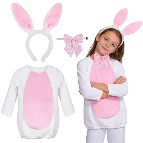Simple polymer 3 Pcs Bunny Costume with Headband Bow Tie Easter Rabbit Costume White Bunny Accessory for Easter Theme Party