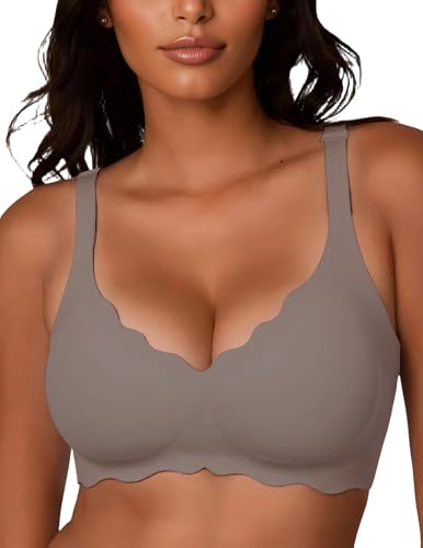 Image of JOYTREE Silky Bras for Women No Underwire V Neck Bralettes for Women Cloud Feel Everyday T Shirt Bra with Extender