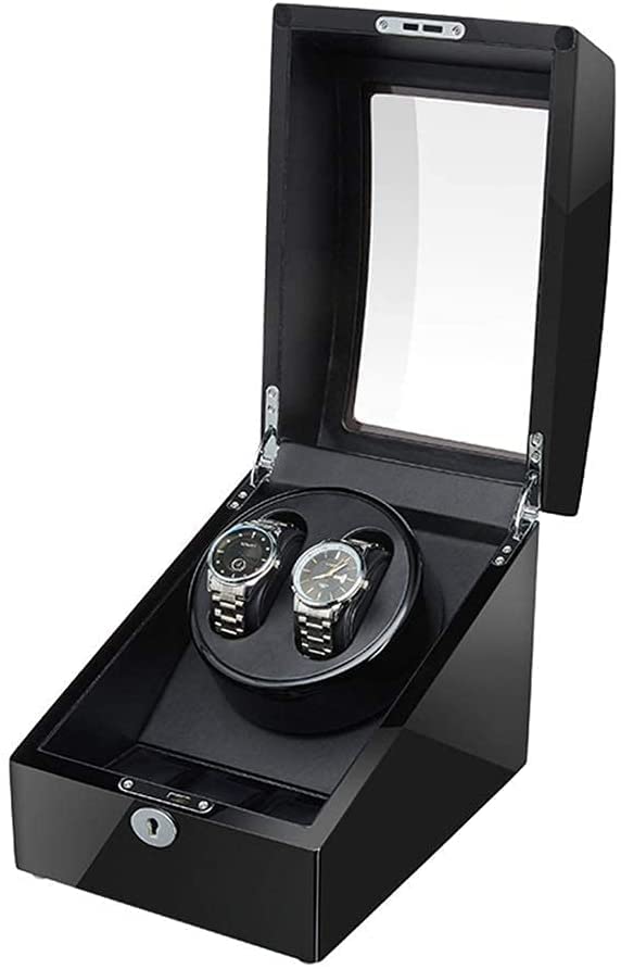 AITEKODVG Watch Winder Box 2+3 Adaptador automático de bobinadora de Reloj y Motor silencioso con Acabado de Piano de Madera Alimentado por batería