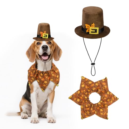 Dog Thanksgiving Costume,Thanksgiving Collar Hat Set Pets Puppy Cat Halloween
