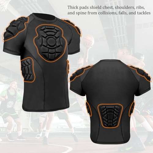 Padded Compression Shirts with Chest, Rib, Shoulder & Back Pads, Impact Protection Shirt for Football, Hockey, Lacrosse3