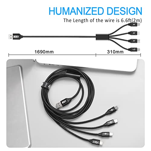 Lhjry 2Pack Multi Charging Cable Multiple Charger Cord 6.6Ft 4 In 1 Universal Usb Charge Cord Usb To Type-C/Micro Usb Fast Charging Cord Compatible Cell Phones And More #TOP4