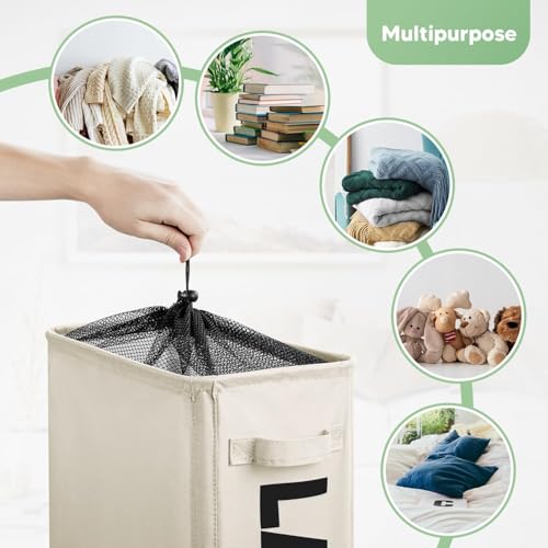 Image of Laundry Basket with Wheels,Foldable Dirty Clothes Laundry Basket,Big Basket for Clothes & Toys Storage,Oxford Storage Basket,Medium,40L