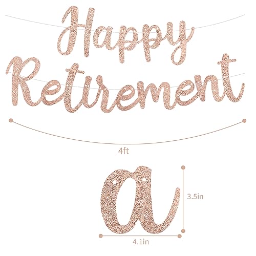 Image of BEISHIDA Pre-Strung Rose Gold Happy Retirement Banner Party Decoration