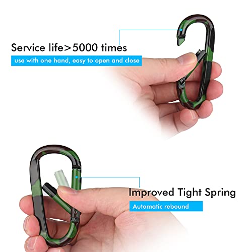 Image of CampTek Carabiner Caribeaner Clip,3 inch Large Aluminum D Ring Shape Carabeaner with Keyring Keychain Hook