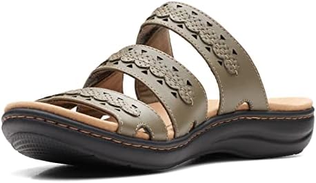 Clarks Laurieann Cove Flat Sandal, Olive Leather, 6 Wide | Image 4
