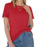 GAYHAY T-Shirts for Women - Red Short Sleeve Basic Tees Soft Crew Neck Trendy Summer Tops for Casual Work Out 2025