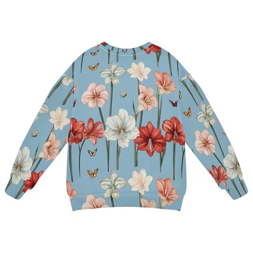 JUNZAN Retro Amaryllis Blue Little Kids Hooded Sweatshirt Long Sleeve Kids Hoodies Boys Camping 4T2