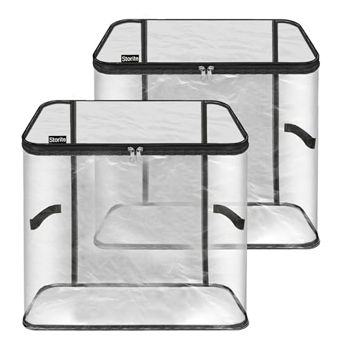 Image of Storite PVC 2 Pack Jumbo Saree Bags, Transparent Saree Bags With Zip, Saree Covers For Storage With Moisture & Dust Proof, Wardrobe Organizer(45x41x33 cm)