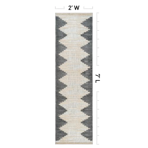 Tapete rugshop geométrico texturizado 2x7 pies gris miniatura 2