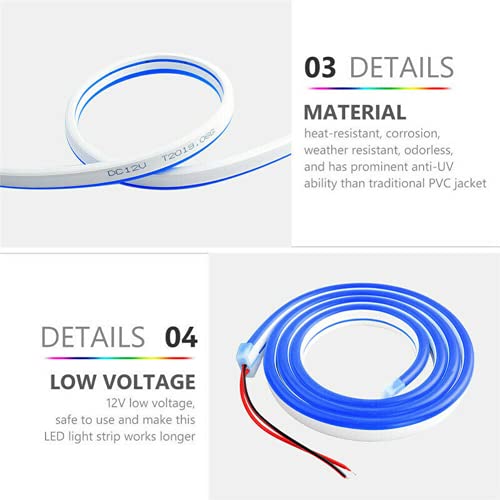Tira LED flexible de neón impermeable 3 m rojo DC 12V miniatura 7