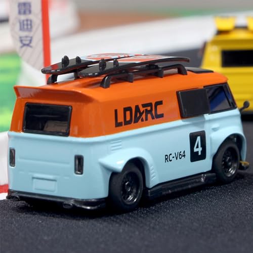 Image of LDARC 1:64 Scale Mini RC Sports Car 2.4Ghz Ideal for Racing Enthusiasts, Racing Remote Contrl Cars Model with RGB Lights Comes with DIY Interchangeable Body Case(Orange)