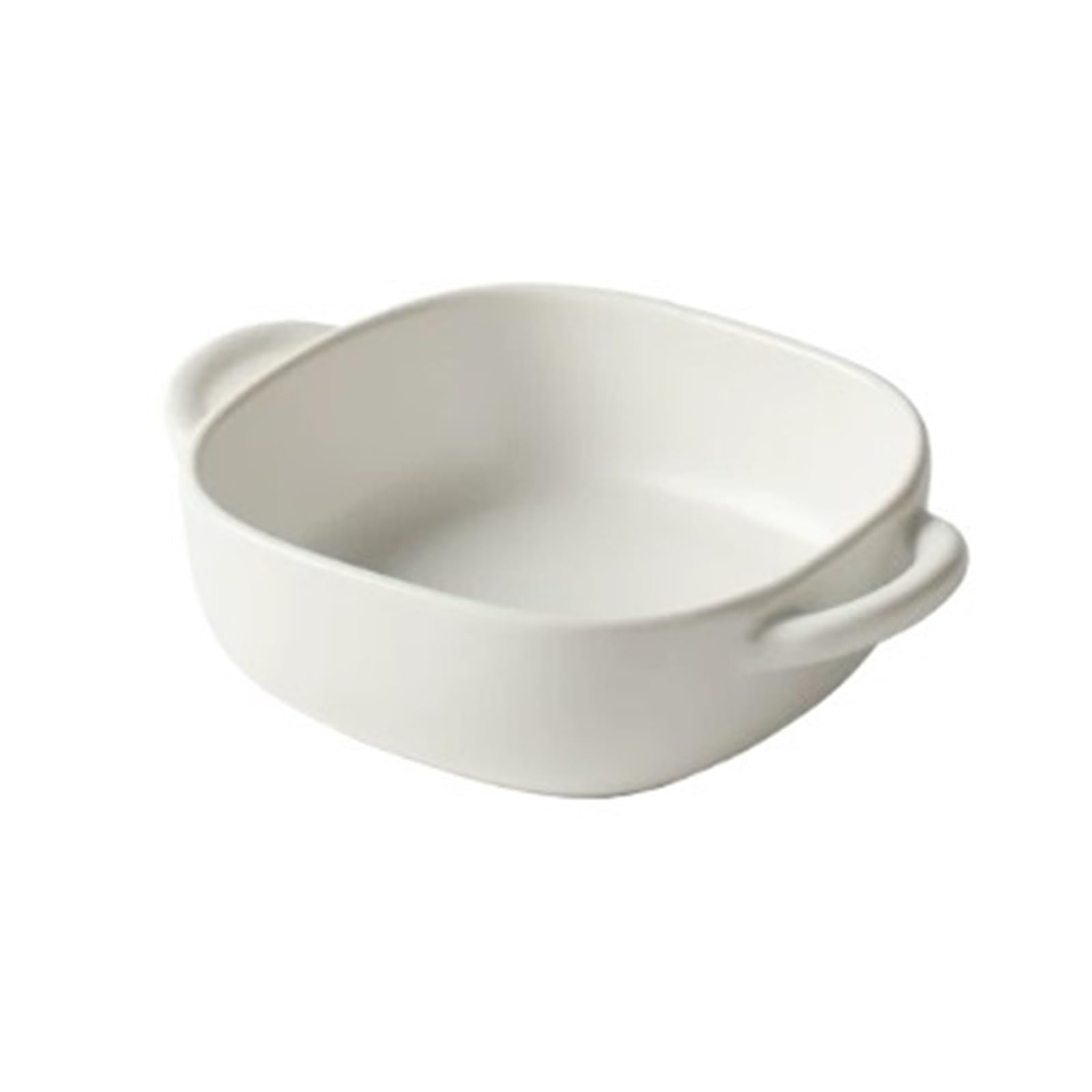 Platos de Hornear Fuente for Hornear de cerámica con Asas for Uso en Horno Platos de Horno Lasaña(Blanco,Medio)
