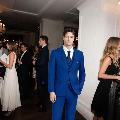 Mens 3 Piece Slim Fit Suit 2 Button Notched Lapel Blazer Formal Tuxedo Business Jacket Vest Pants Set for Wedding2