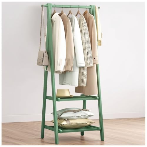 Perchero multifuncional de bambú con 2 estantes y 1 barra, zapatero independiente, armario abierto, diseño plegable, altura: 160 cm, ancho ajustable (L: 68/86/116 cm)