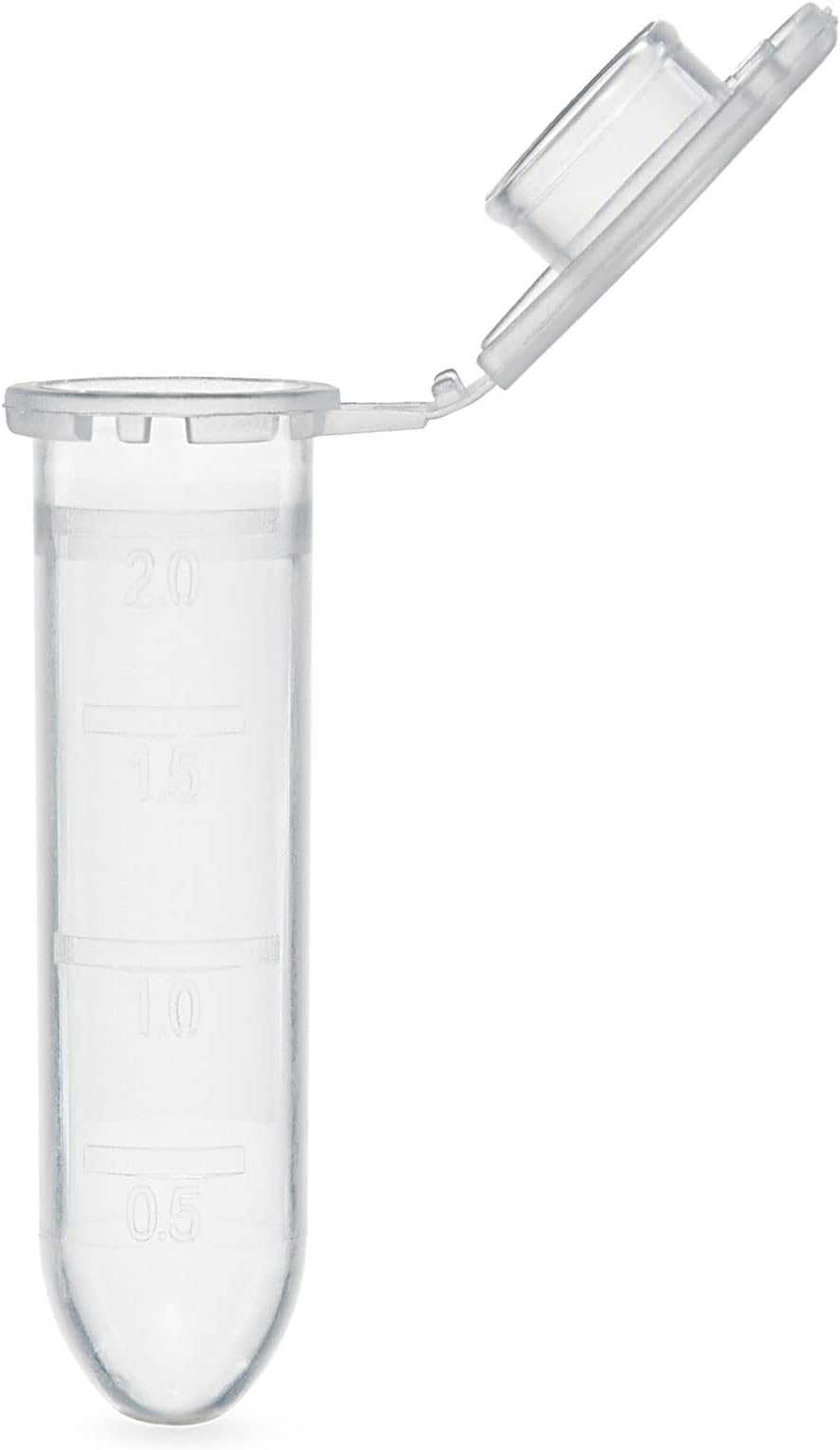 Globe Scientific 111572 Polypropylene Graduated Microcentrifuge Tube with Snap Cap, 2ml Capacity, Natural, RNase Free, DNase Free (Pack of 500)