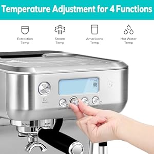 CASABREWS Espresso Machine with Automatic Milk Frother 20 Bar Espresso Maker with Dual Boiler and LCD Display Barista Cappuccino Latte Maker with Separate Hot Water System for Americano Silver