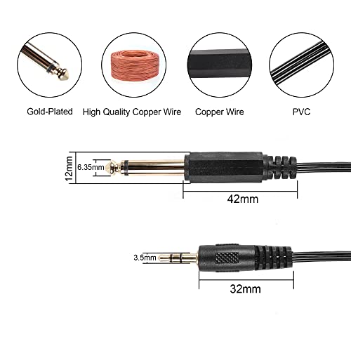 Cable de audio 3.5mm TRS a 6.35mm TS espiral miniatura 2