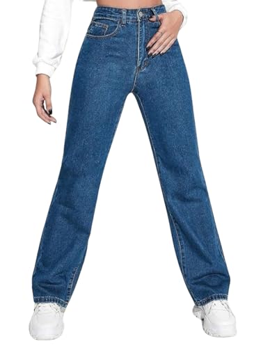 Image of Glossia Denim Baggy Jeans for Women | Stretchable High Waist Straight Fit Jeans for Women | High Rise Stretch Denim | Loose Fit Plus Size Denim (Sizes - 24 to 44) WJ51-1205-$