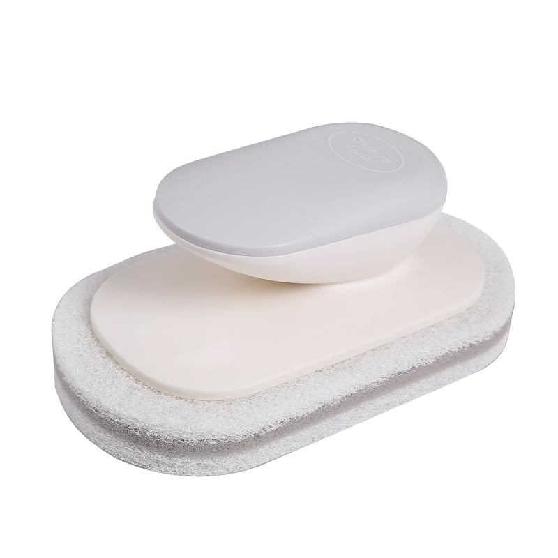 Image of No-Scratch Scouring Pad Brush Whit Comfortable Handle,Cleaning Brush for Kitchen Bathroom Bathtub Toilet Swiming Pool,Dish Brush,Sponge Cleaning Scrubber (Grey)
