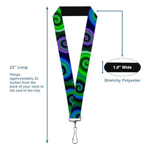 Image of Buckle-Down Lanyard - 1.0 inch - Tie Dye Swirl Green /blue /purple Accessory