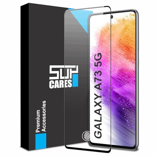 Image of SupCares Tempered Glass for Samsung Galaxy A73 and Galaxy A71 (6.7 Inch) With Installation Kit | 9H Edge to Edge Screen Protector | Black