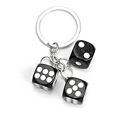 Llavero con diseño de cubo 3D, diseño de cubo negro, adecuado para mujeres, hombres, profesores, plata, S