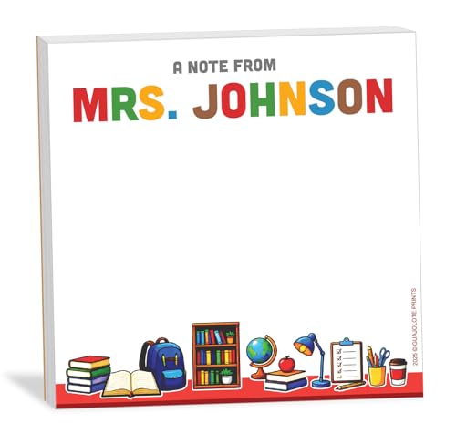 Guajolote Prints Personalized Notepad - Stationery Gift for Women Men Teachers Nurses Friends Coworkers Office Birthday - 3.5 x 3.5 Inches, 42 Sheets (Teacher Classroom)