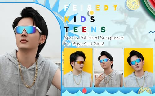 Image of FEISEDY Kids Teens Baseball Polarized Sunglasses Sports TR90 Frame Boys Girls Cycling B2454