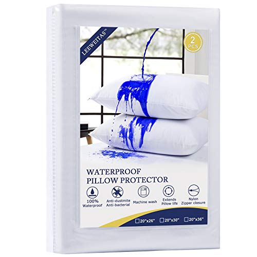 LEEWEITAS Waterproof Pillow Protector,Zipperd Pillow Encasement-Pillow Covers, Pillow Cases. (White, King) LEEWEITAS Waterproof Pillow Protector,Zipperd Pillow Encasement-Pillow Covers, Pillow Cases. (White, King)