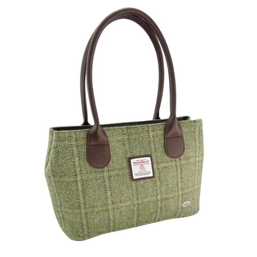 Glen Appin Harris Tweed Classic Handtasche - LB1003 - Cassley, Farbe 153 Grünes Fischgrätenmuster...