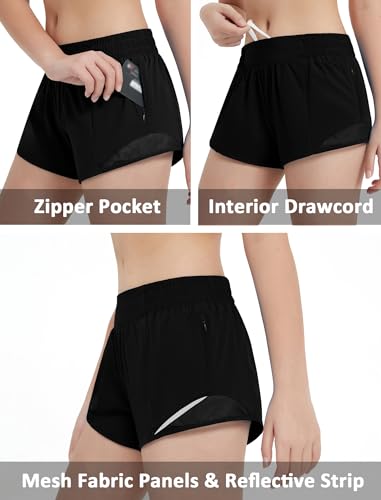 EXARUS Girls Running Shorts Athletic with Liner Workout Zipper Pocket Elastic Waist Sports Track for Kids4