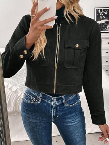 Cozy Black Fall Winter Jacket with Large Pockets - Perfect for Chillier Days! - Image 5