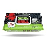 Crocodile Cloth Grill - 80 (15' x 10') Plant-based Cleaning Wipes. Safe on Skin & Multiple Surfaces. Infused with Aloe & Vitamin E. Large, Pre-Moistened & Absorbent.
