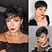 YOUKNOWIG Pixie Cut Wig Human Hair Short Pixie Cut Wigs for Black Women Glueless Short Layered 100% Brazilian Human Hair Wigs For Women Full Machine Made None Lace Front Wig 1B Color