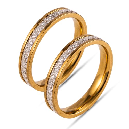 LevyPan 2�p�b�N 18K�S�[���h���b�L �X�^�b�L���O�����O Oura Ring Gen 4/Gen 3�p�A�L���[�r�b�N�W���R�j�A �͑��_�C�������h�����O Oura Ring Stack ���f�B�[�X �����Y, 7, ����, �L���[�r�b�N�W���R�j�A