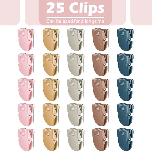 Image of Feifeiya 25 Pcs Cubicle Clips for Fabric Panels,Boho Color | Office Partition Wall Clips, 40-sheet Capacity for Notes Photos Memos, Metal Spring, Fits Cubicle Fabric Accessories