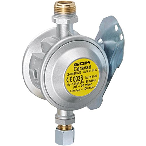 Preisvergleich Produktbild GOK Wandregler 10mm Gasflasche Regler Gas Wohnwagen Camping Niederdruckregler Gasgerät Wandhalterung